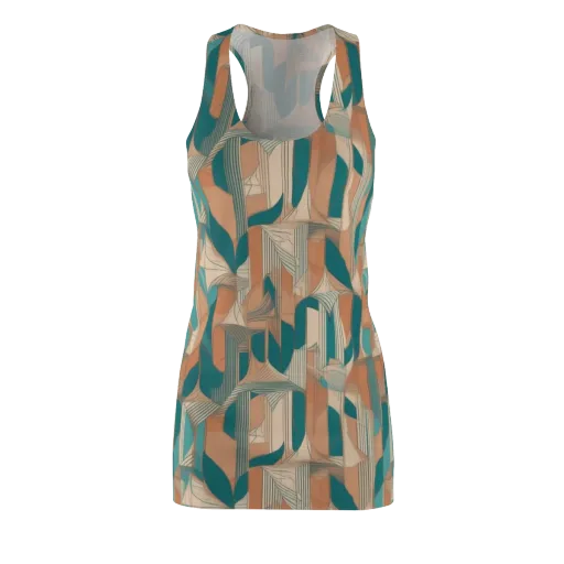 Teal Deco Drapery on a Racerback Dress