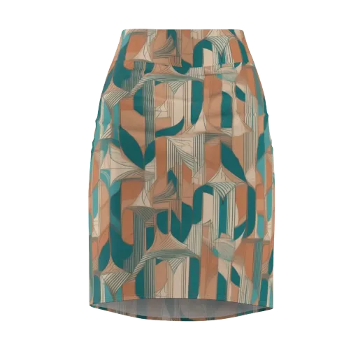 Teal Deco Drapery on a Pencil Skirt