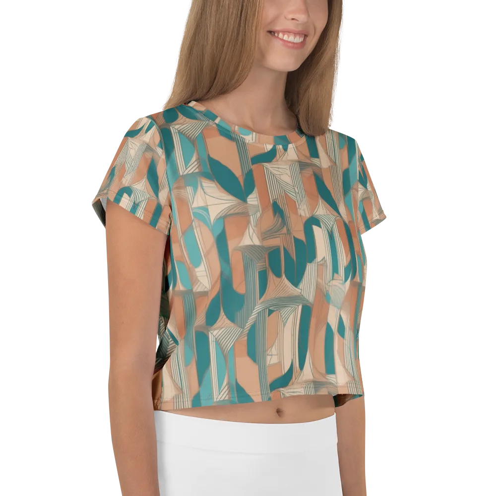 Teal Deco Drapery on Crop Tee — Right