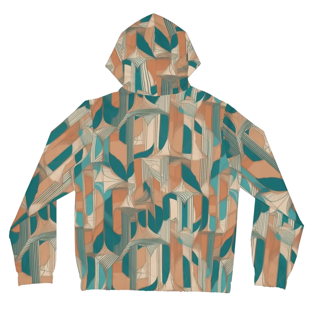 Teal Deco Drapery on Women's Full-Zip Hoodie — Back