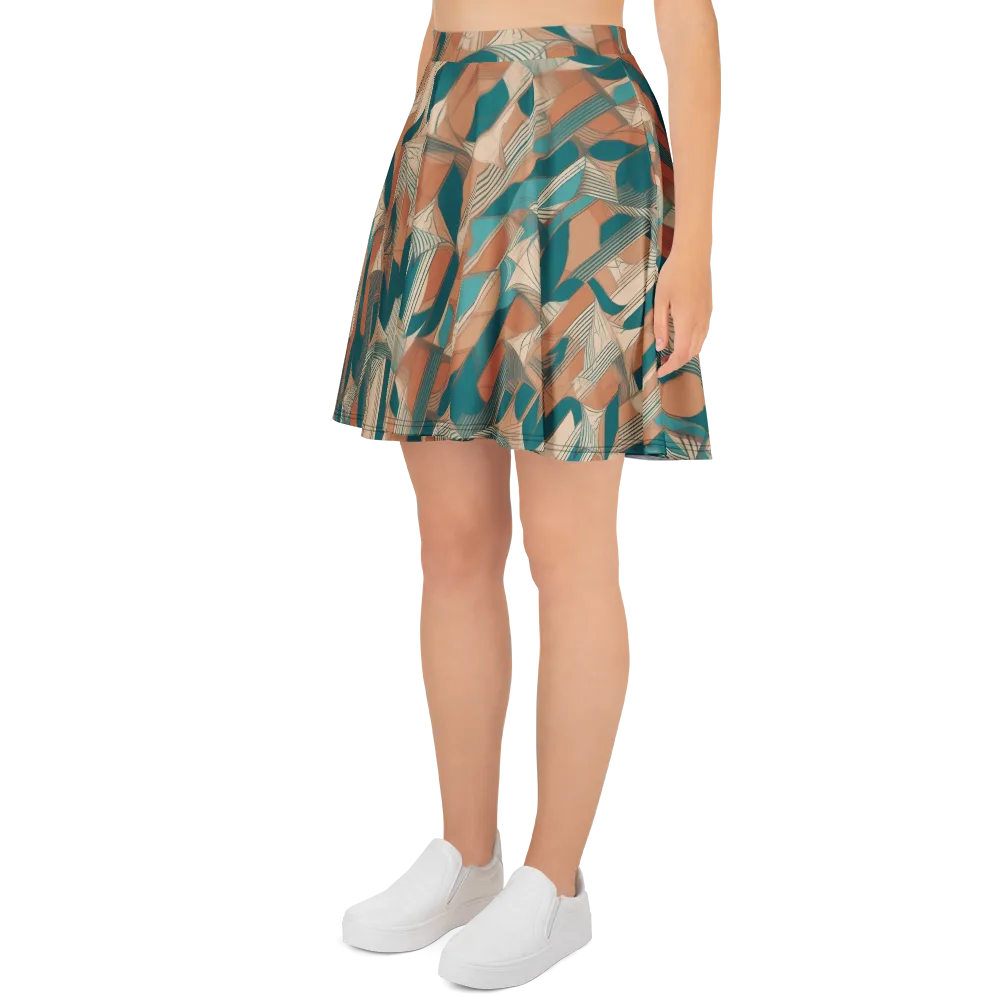 Teal Deco Drapery on Skater Skirt — Left