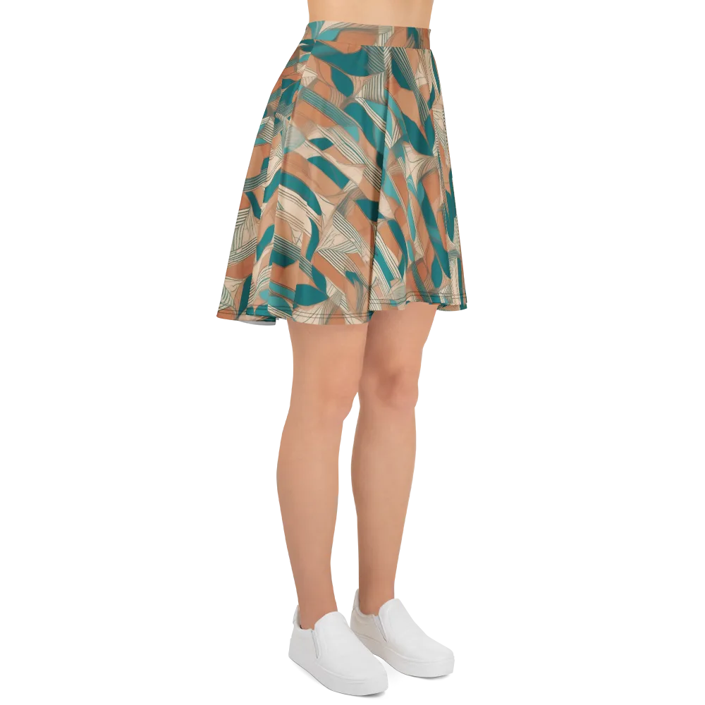 Teal Deco Drapery on Skater Skirt — Right
