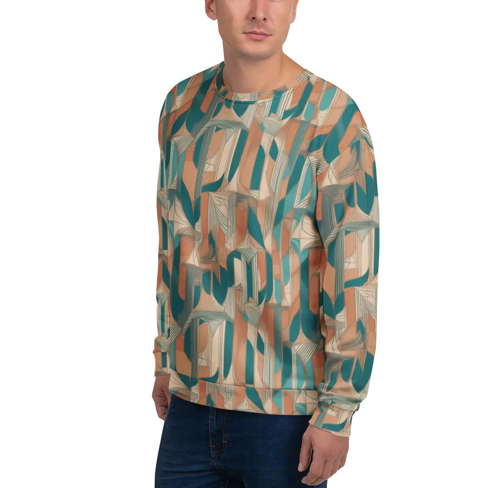 Teal Deco Drapery on Sweatshirt — Left Front