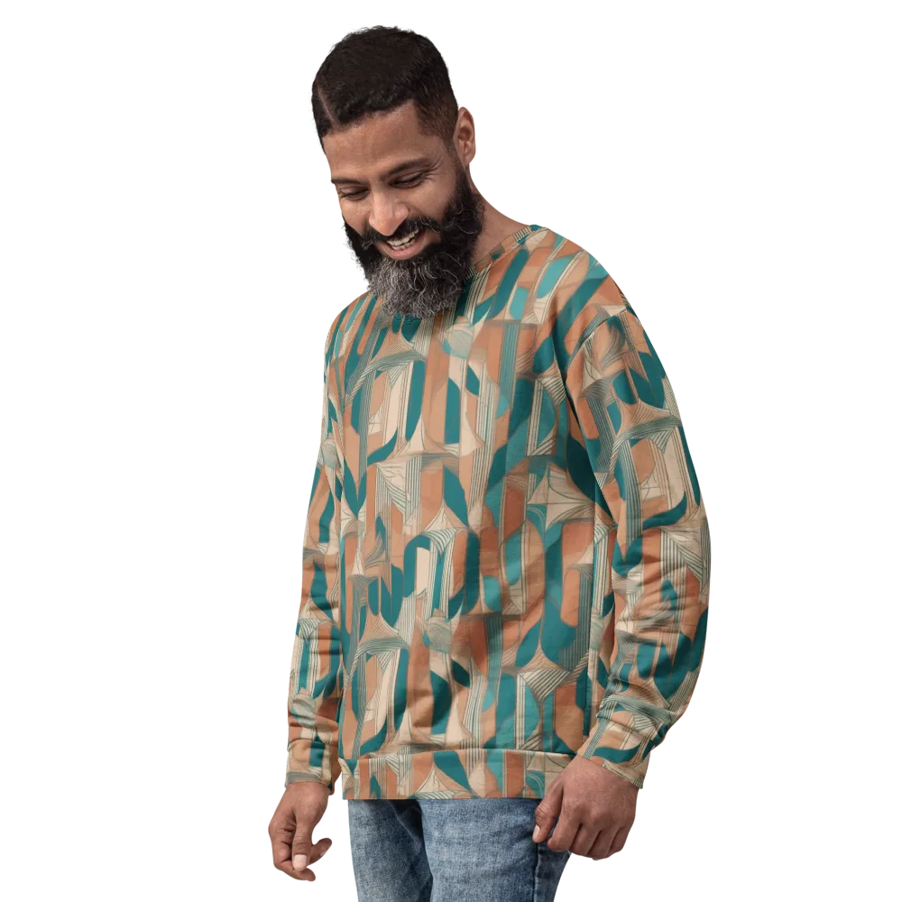 Teal Deco Drapery on Sweatshirt — Left Front