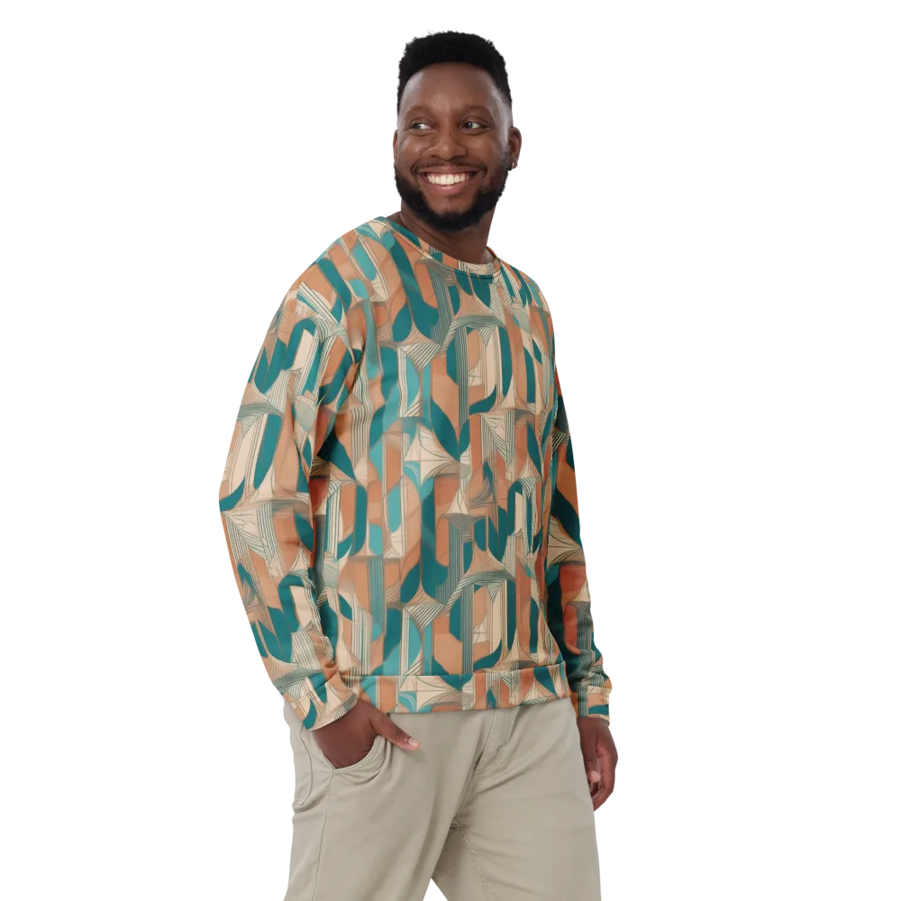 Teal Deco Drapery on Sweatshirt — Front