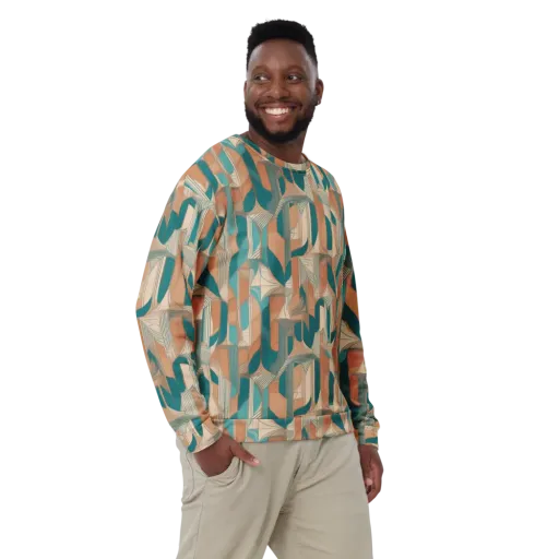 Teal Deco Drapery on a Sweatshirt