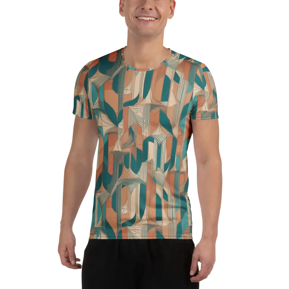 Teal Deco Drapery on Men's Athletic T-Shirt — Front