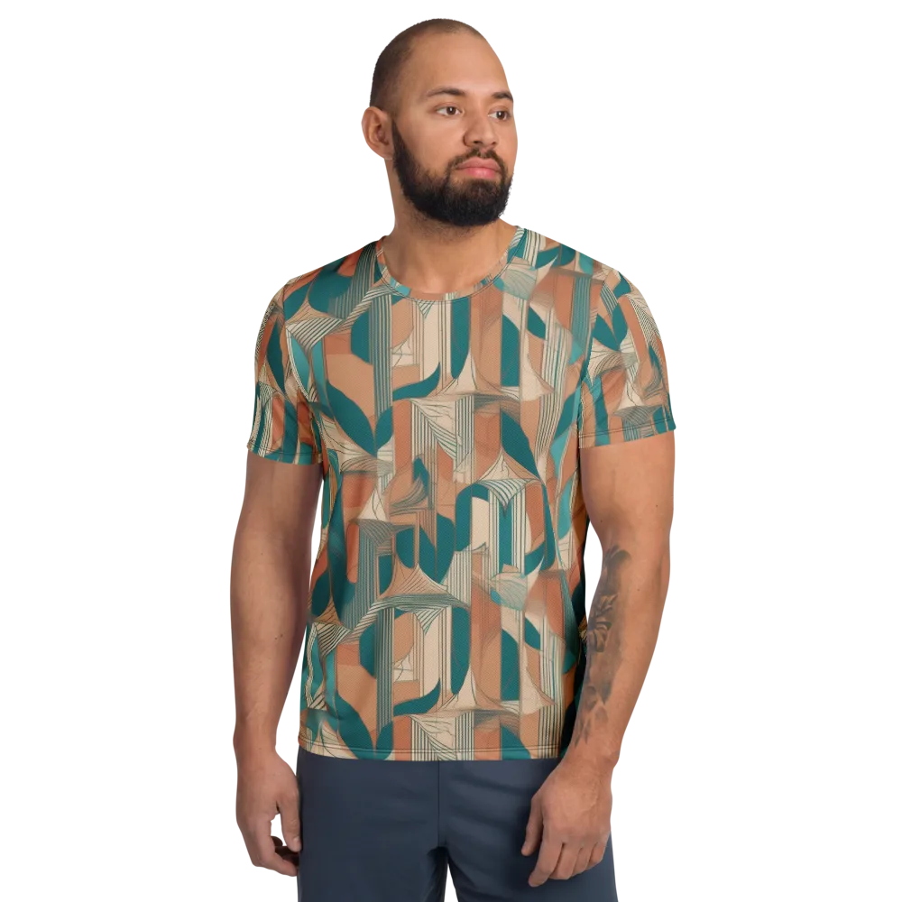 Teal Deco Drapery on Men's Athletic T-Shirt — Front