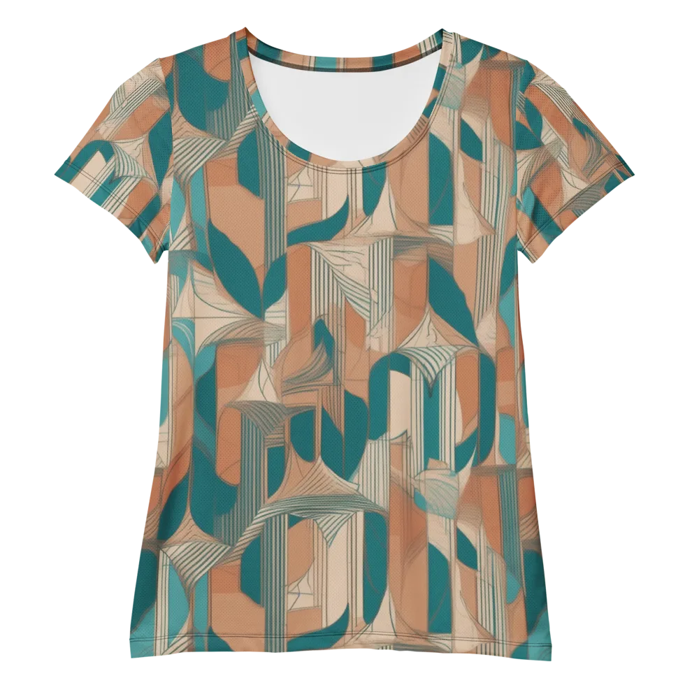 Teal Deco Drapery on Women's Athletic T-Shirt — Front