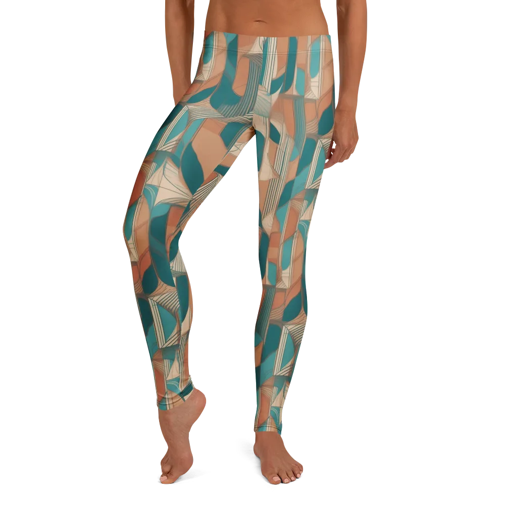 Teal Deco Drapery on Leggings — Front