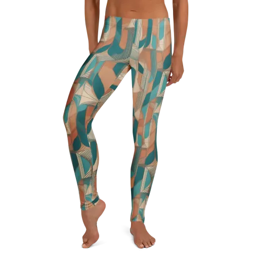 Teal Deco Drapery on a Leggings