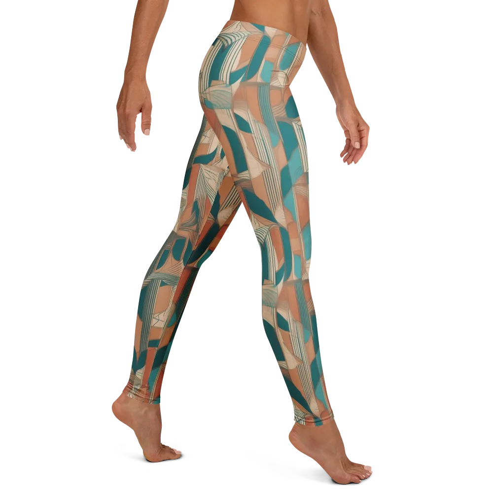 Teal Deco Drapery on Leggings — Right