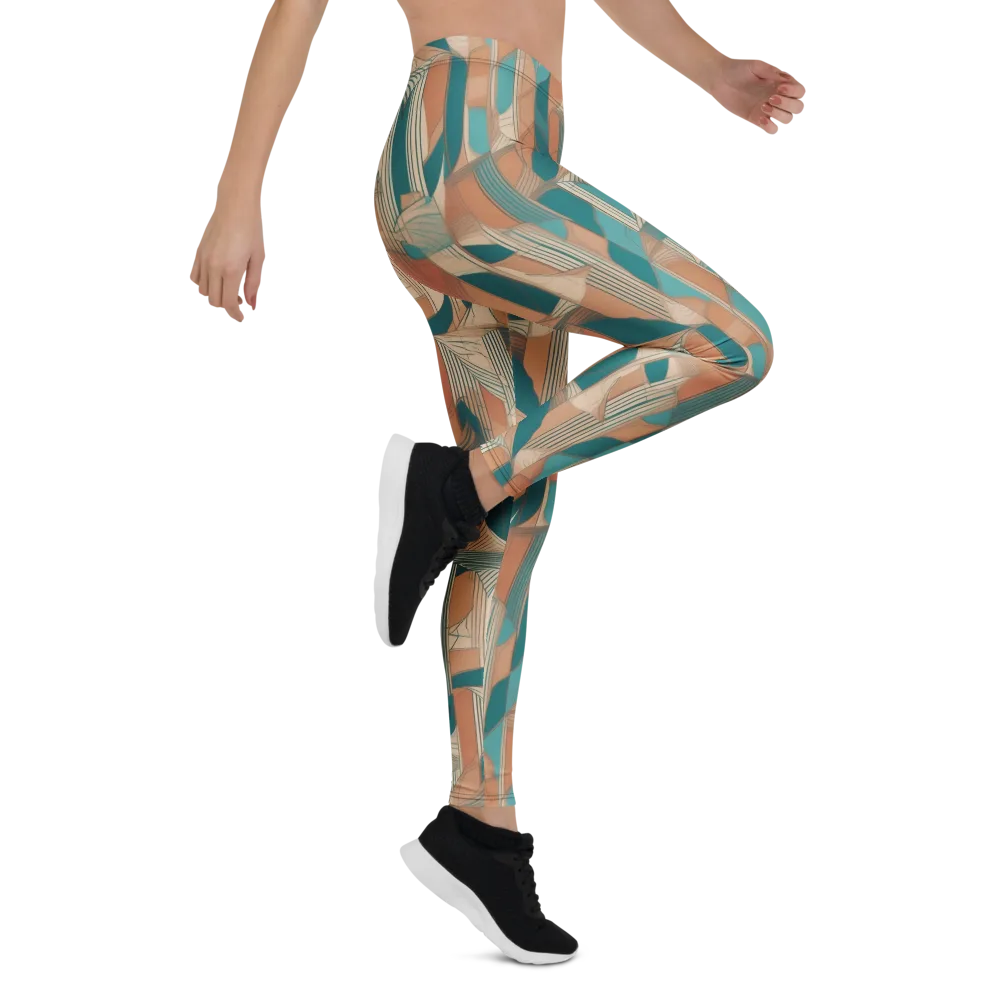 Teal Deco Drapery on Leggings — Right