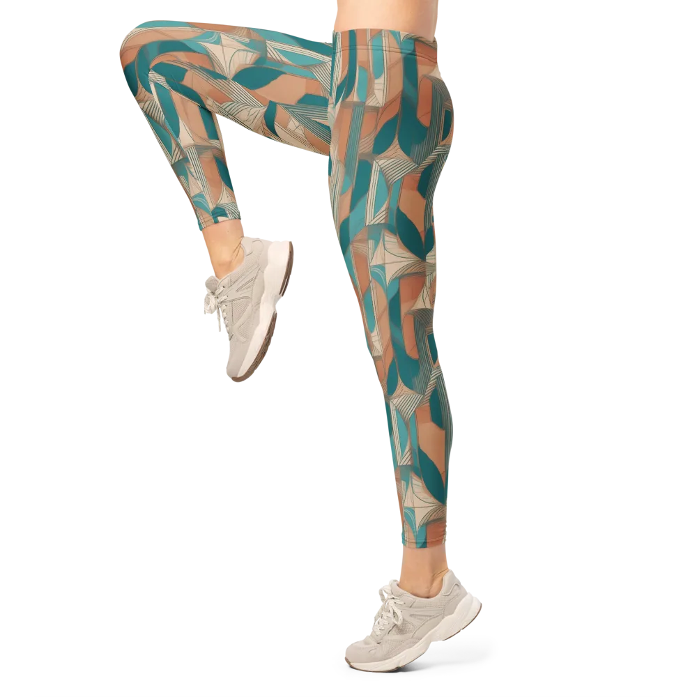 Teal Deco Drapery on Leggings — Left