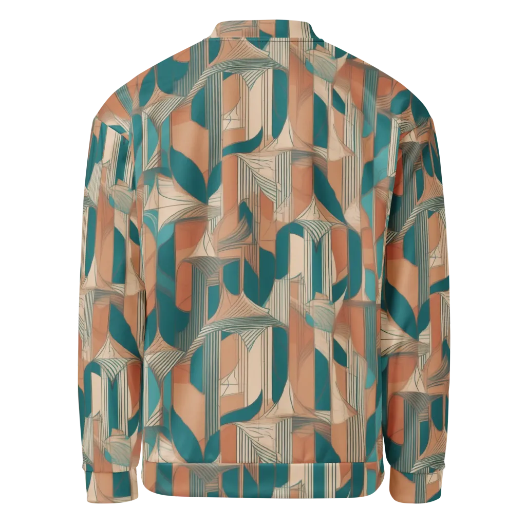 Teal Deco Drapery on Bomber Jacket — Back