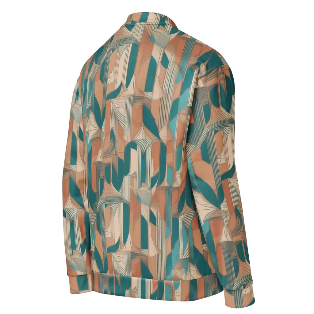 Teal Deco Drapery on Bomber Jacket — Right Back