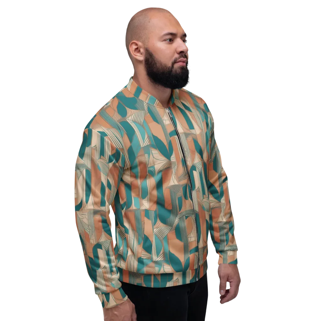 Teal Deco Drapery on Bomber Jacket — Right
