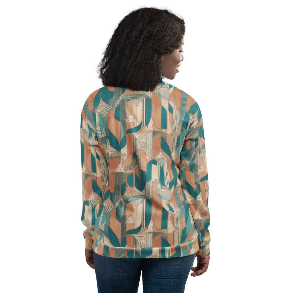 Teal Deco Drapery on Bomber Jacket — Back