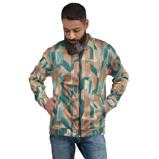 Teal Deco Drapery on a Bomber Jacket