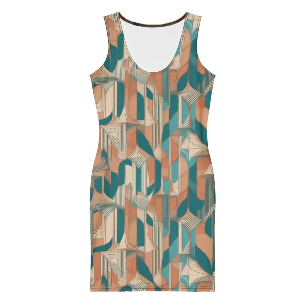 Teal Deco Drapery on Bodycon Dress — Front
