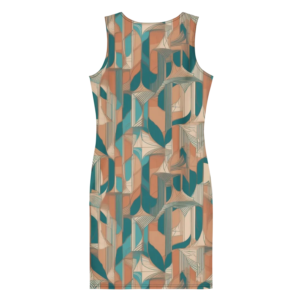 Teal Deco Drapery on Bodycon Dress — Back