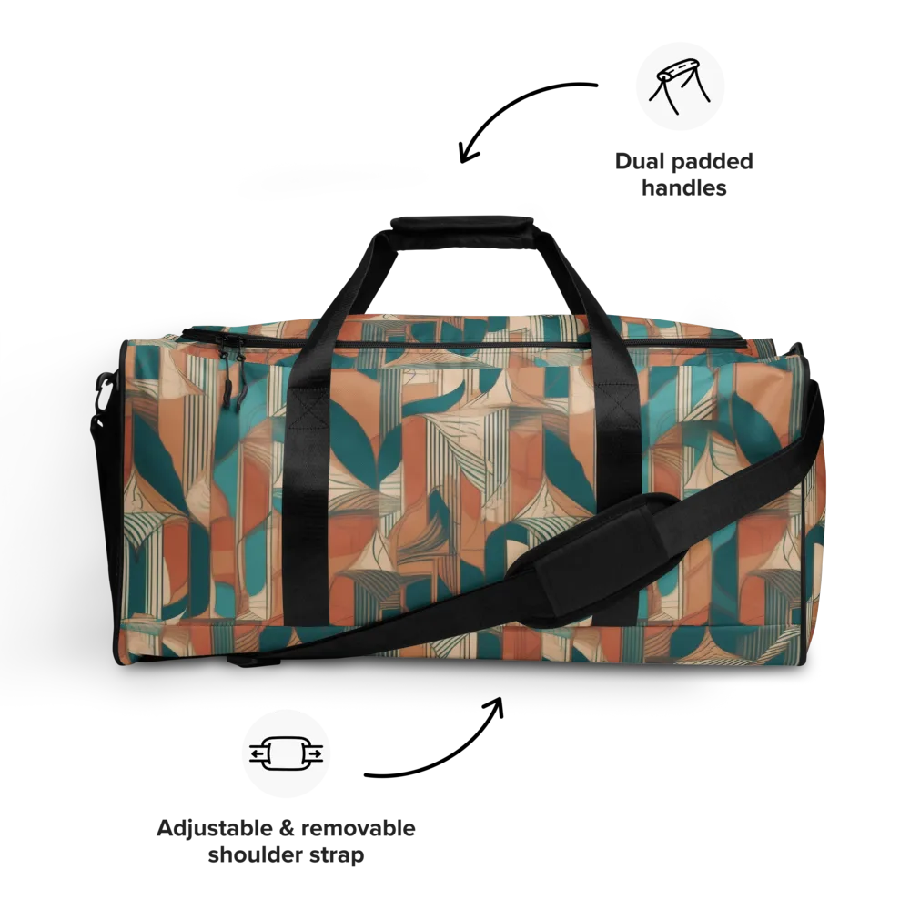 Teal Deco Drapery on Duffle Bag — Front