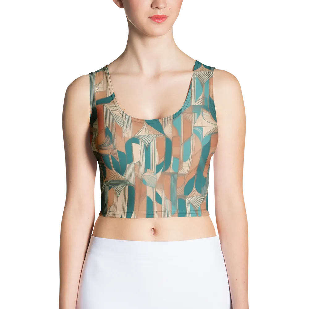 Teal Deco Drapery on Crop Top — Front