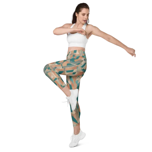 Teal Deco Drapery on a Leggings with Pockets