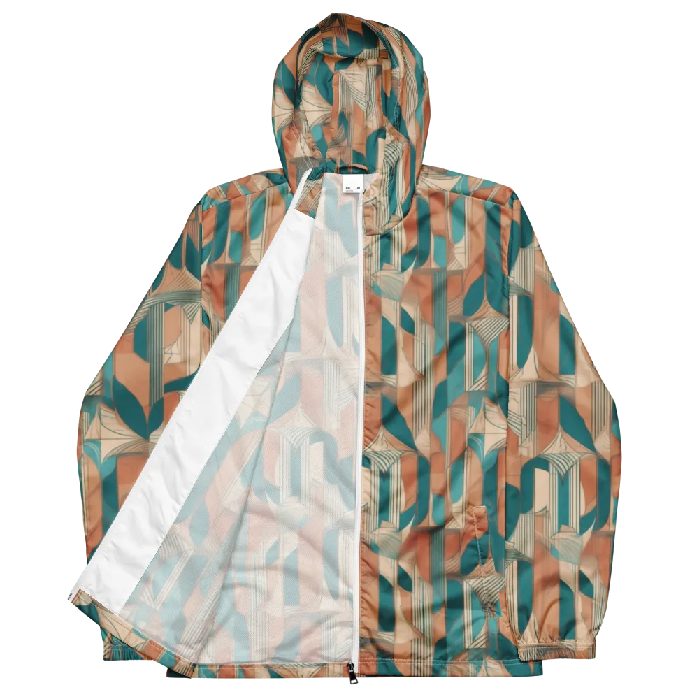 Teal Deco Drapery on Men's Windbreaker — Front