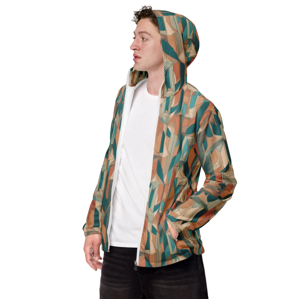 Teal Deco Drapery on Men's Windbreaker — Left Front
