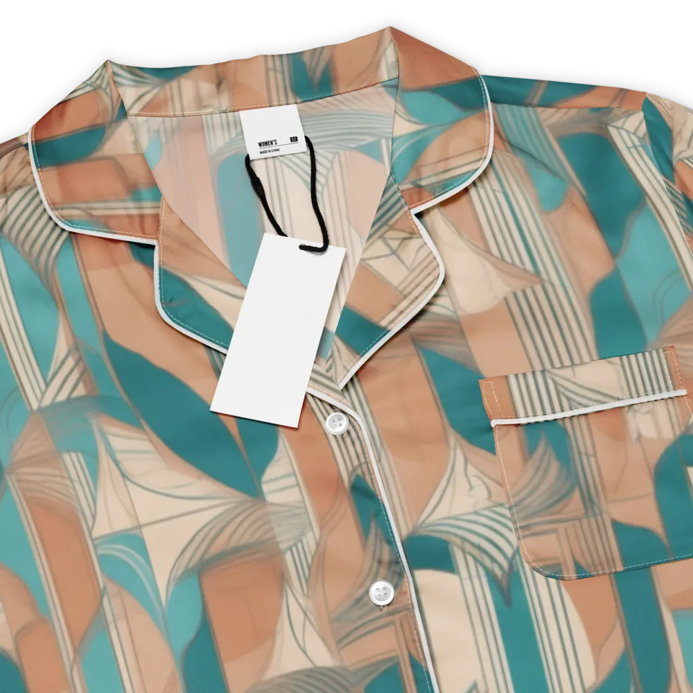 Teal Deco Drapery on Women's Short Sleeve Pajama Top — Product details