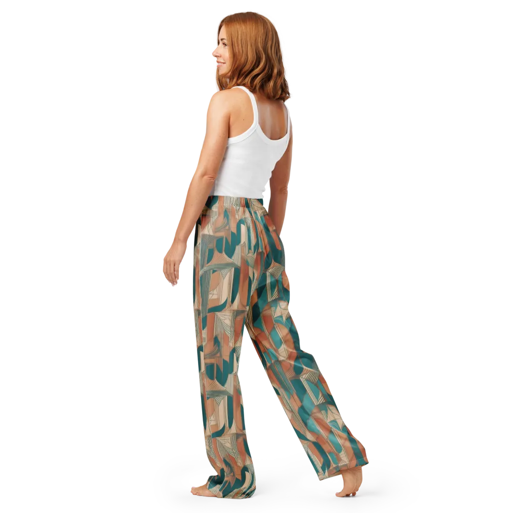 Teal Deco Drapery on Women's Pajama Pants — Back