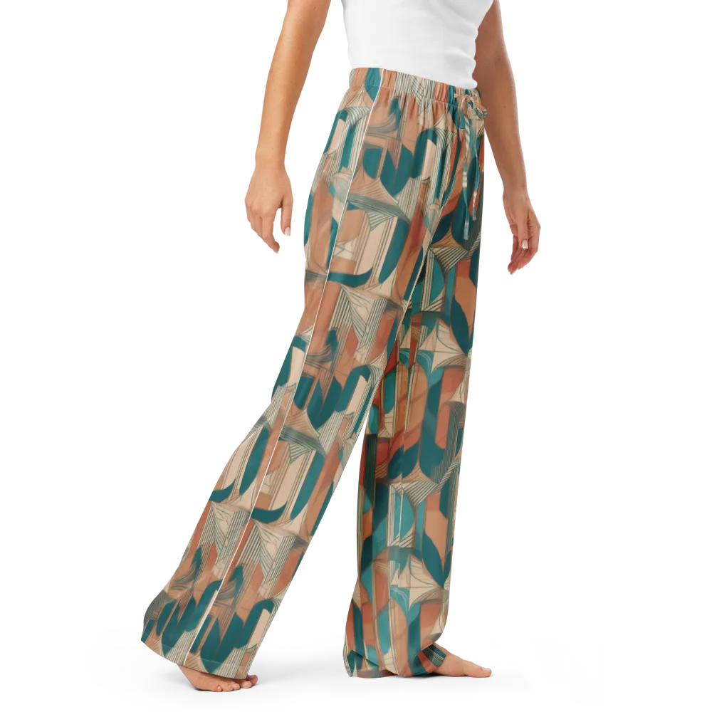 Teal Deco Drapery on Women's Pajama Pants — Right Front