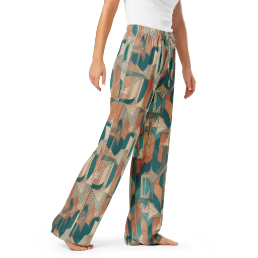 Teal Deco Drapery on a Women's Pajama Pants
