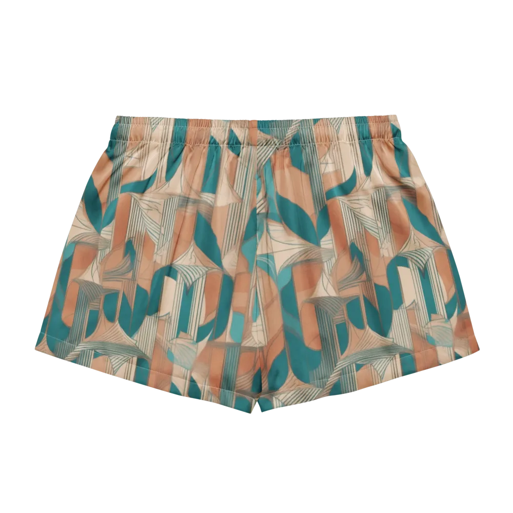 Teal Deco Drapery on Women's Pajama Shorts — Back
