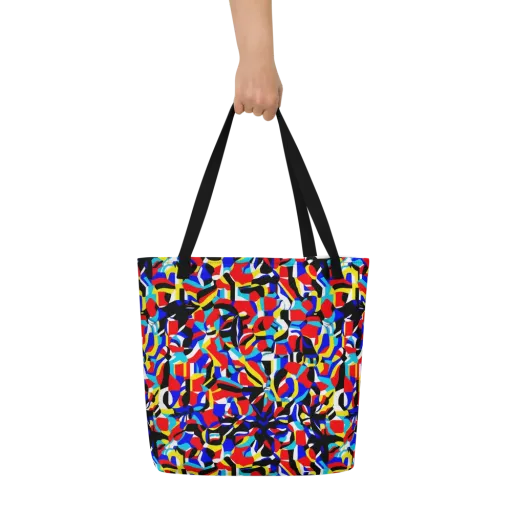 Primary Flux on a Large Tote Bag W/ Pocket