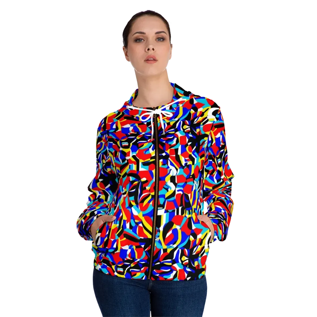 Primary Flux on Women's Full-Zip Hoodie — Front On Person