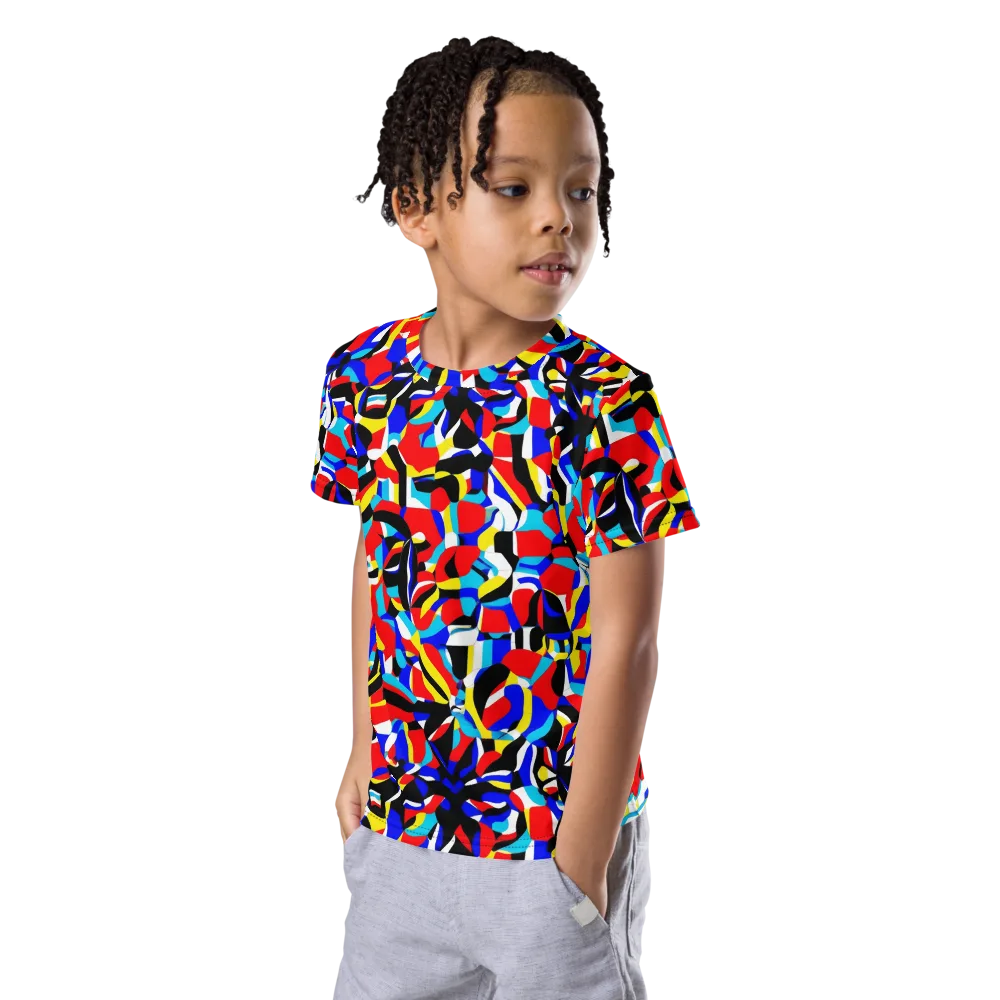 Primary Flux on Kids Crew Neck T-Shirt — Left Front