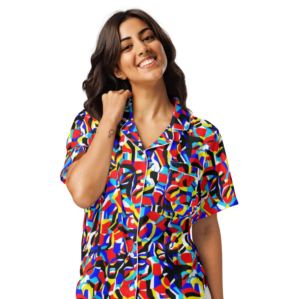 Primary Flux on Women's Short Sleeve Pajama Top — Front