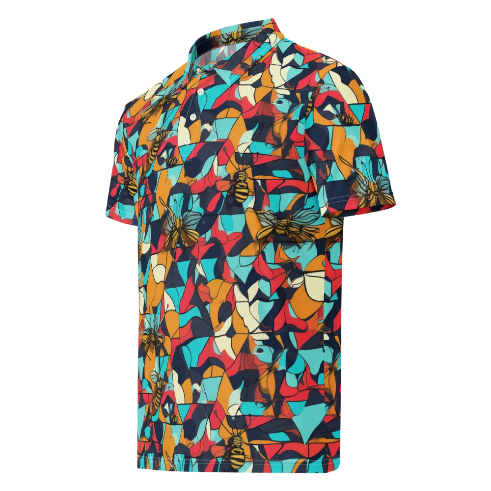 Pollinator Prism on Men's Slim Fit Polo Shirt — Left Front