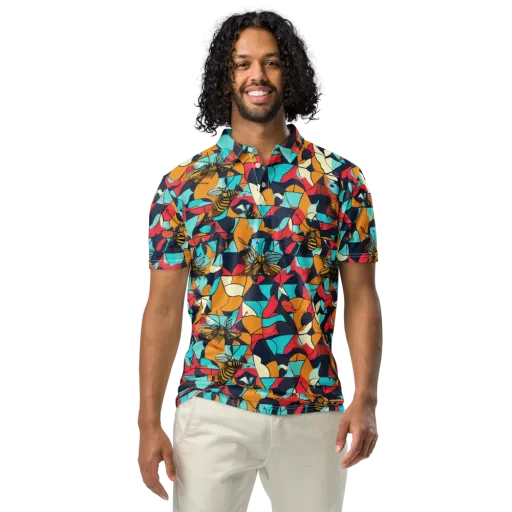 Pollinator Prism on a Men's Slim Fit Polo Shirt