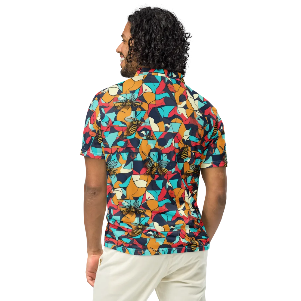 Pollinator Prism on Men's Slim Fit Polo Shirt — Back
