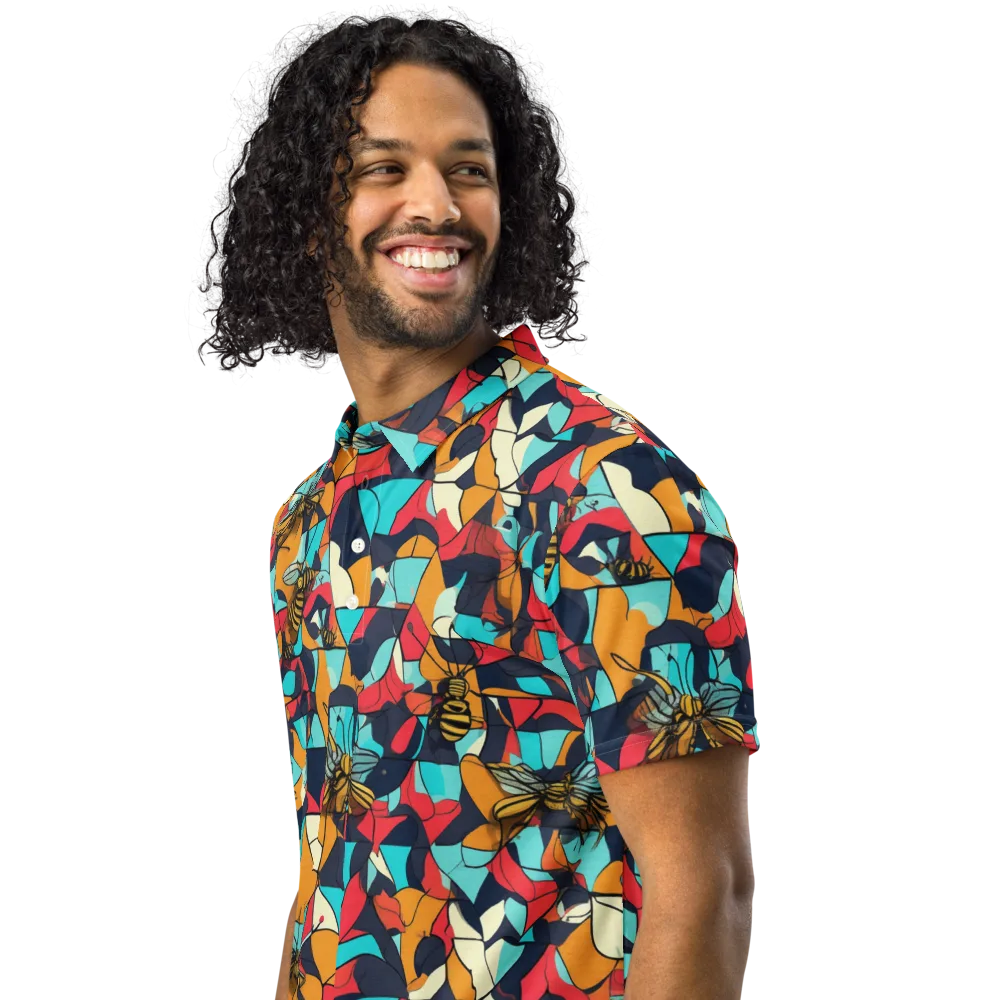 Pollinator Prism on Men's Slim Fit Polo Shirt — Left Front
