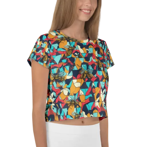 Pollinator Prism on a Crop Tee