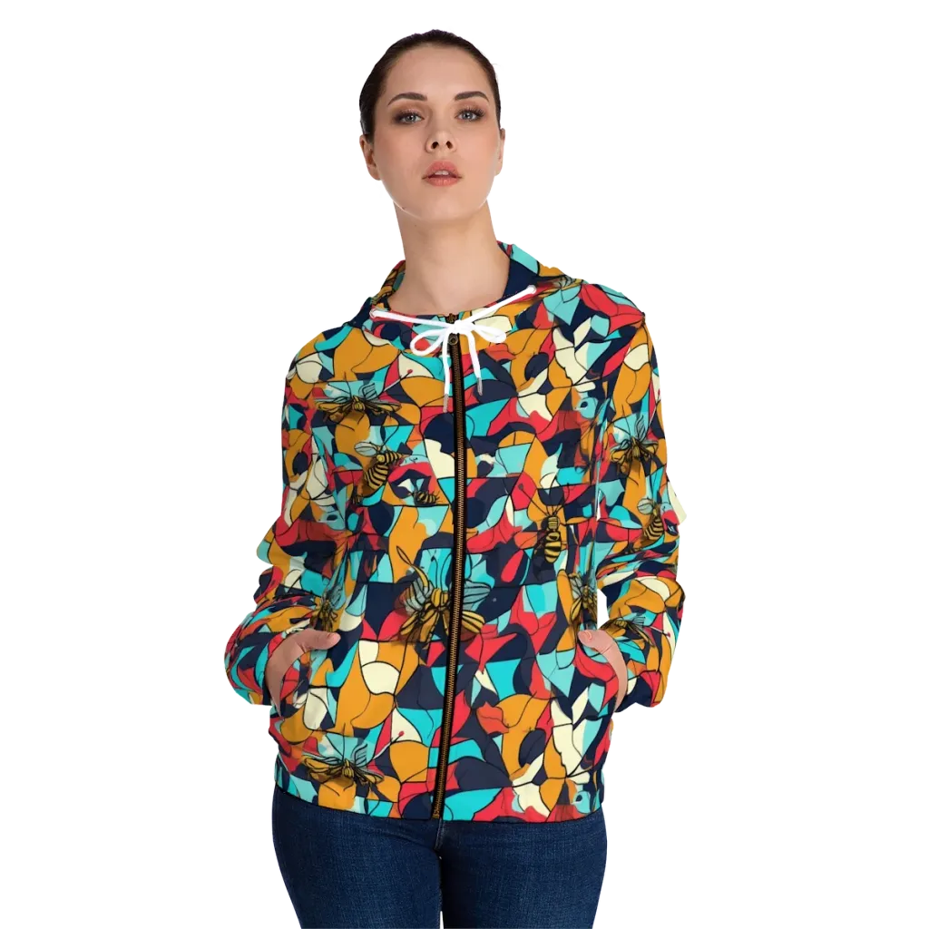 Pollinator Prism on Women's Full-Zip Hoodie — Front On Person