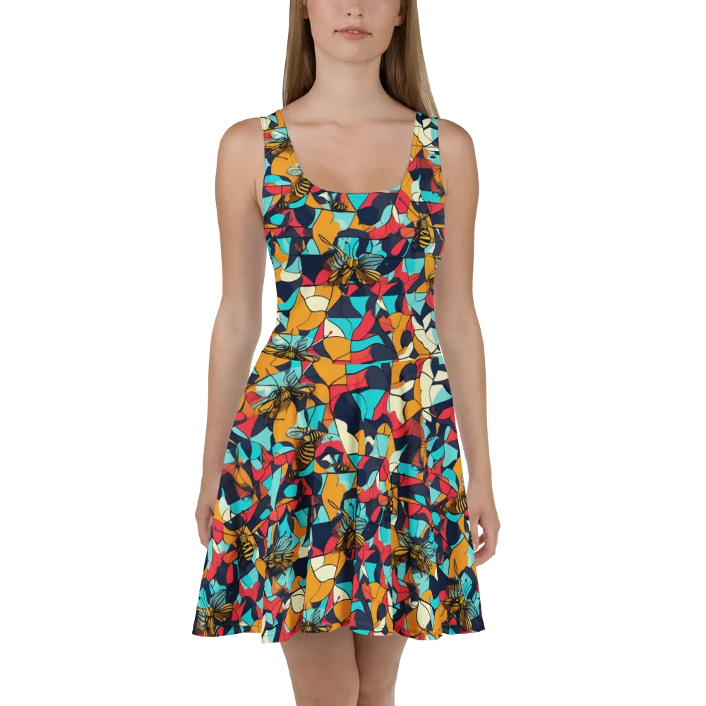 Pollinator Prism on Skater Dress — Front