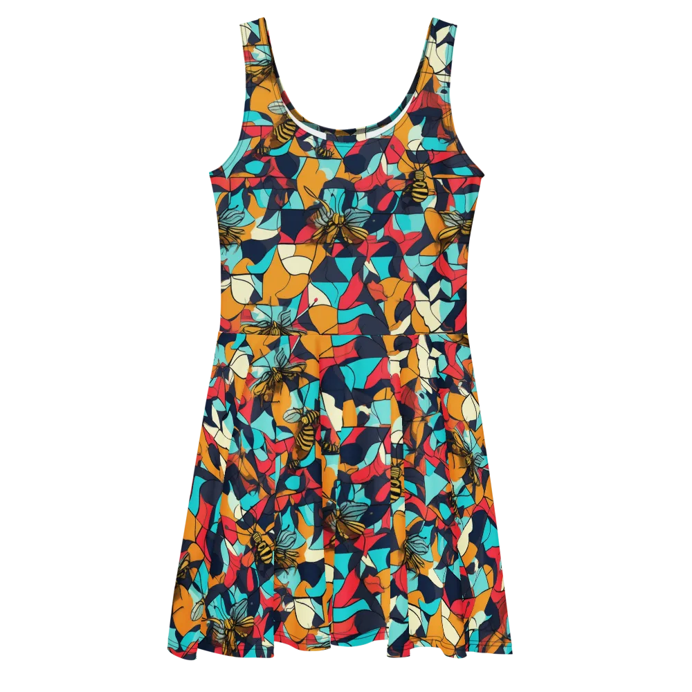 Pollinator Prism on Skater Dress — Front