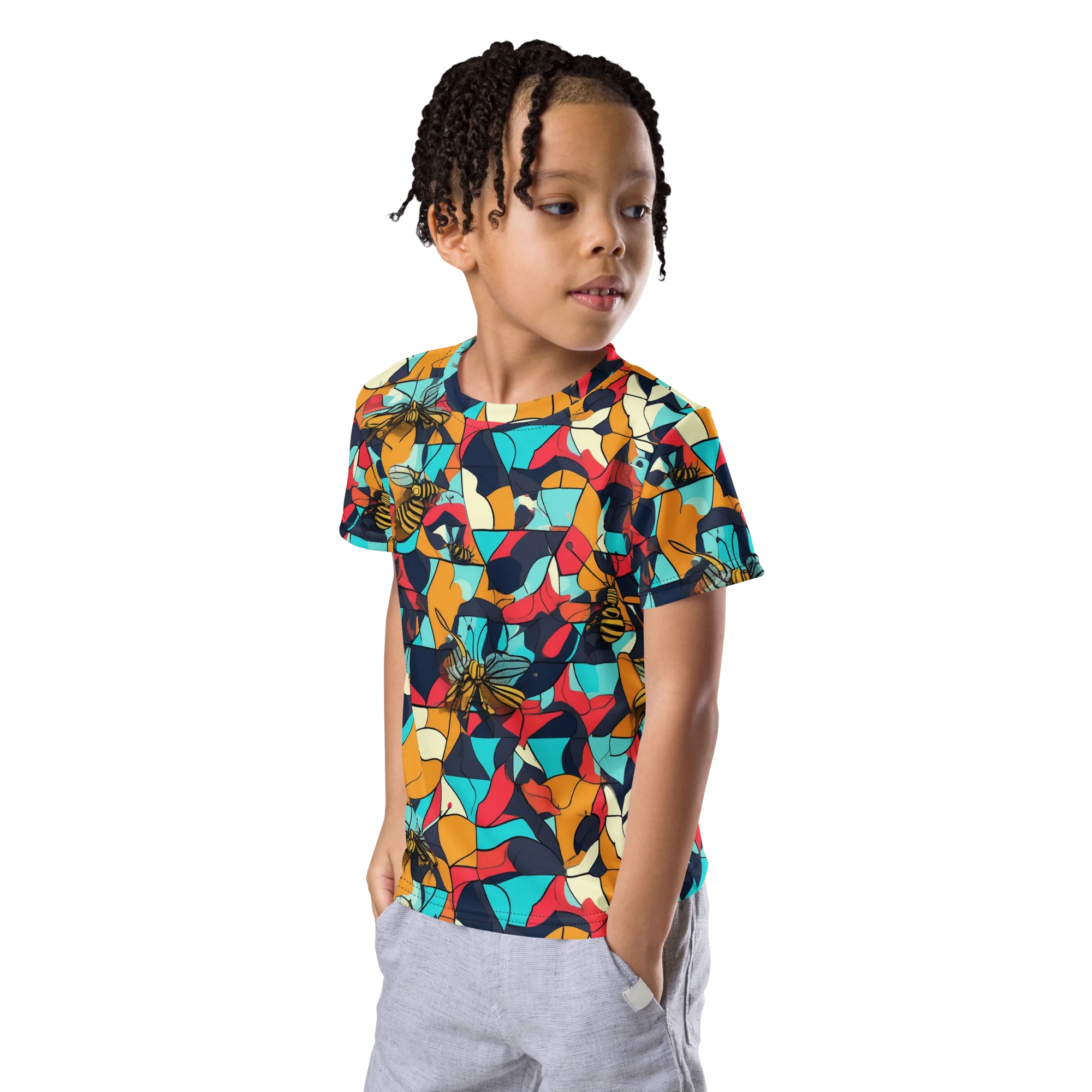 Pollinator Prism on Kids Crew Neck T-Shirt — Left Front