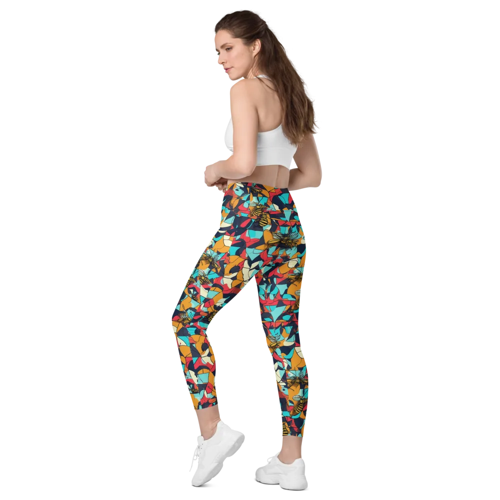 Pollinator Prism on Leggings with Pockets — Left Back