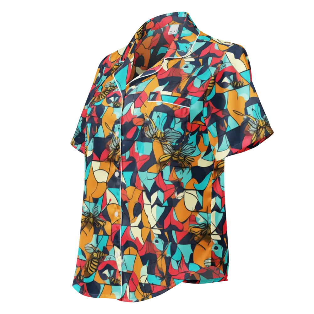 Pollinator Prism on Women's Short Sleeve Pajama Top — Left Front